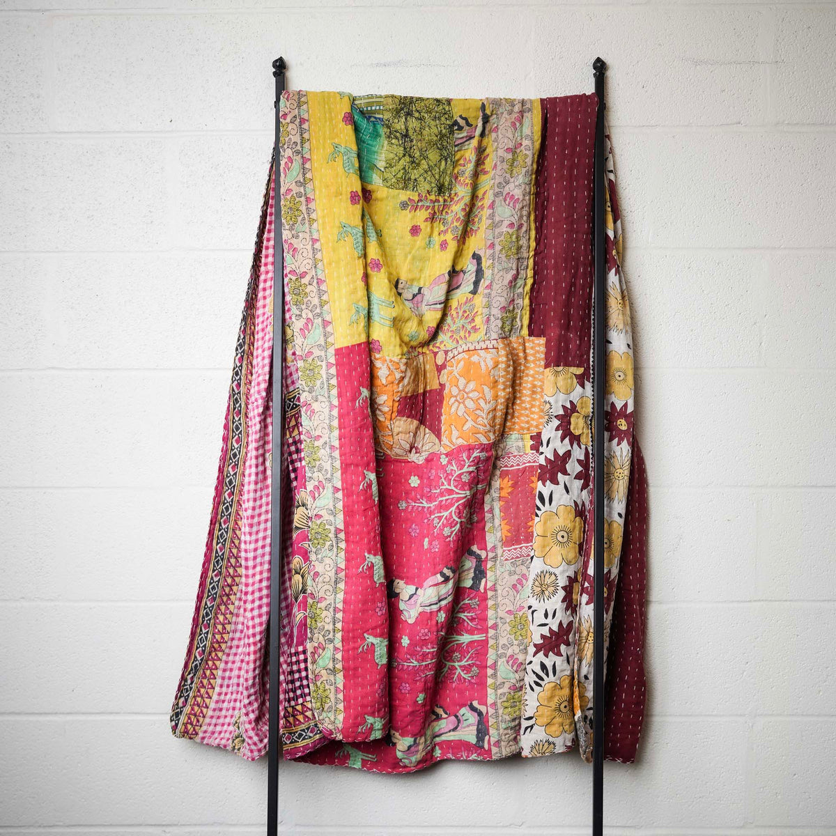 Kantha India Blanket One-of-a-Kind Handcrafted Quilted Pattern Throw ~ No. K-00558