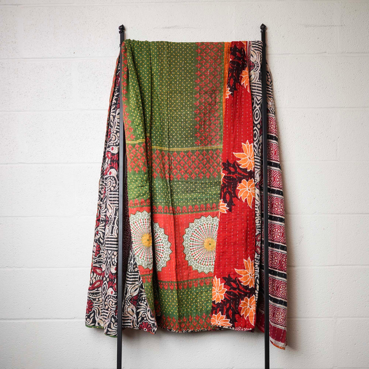 Kantha India Blanket One-of-a-Kind Handcrafted Quilted Pattern Throw ~ No. K-00578