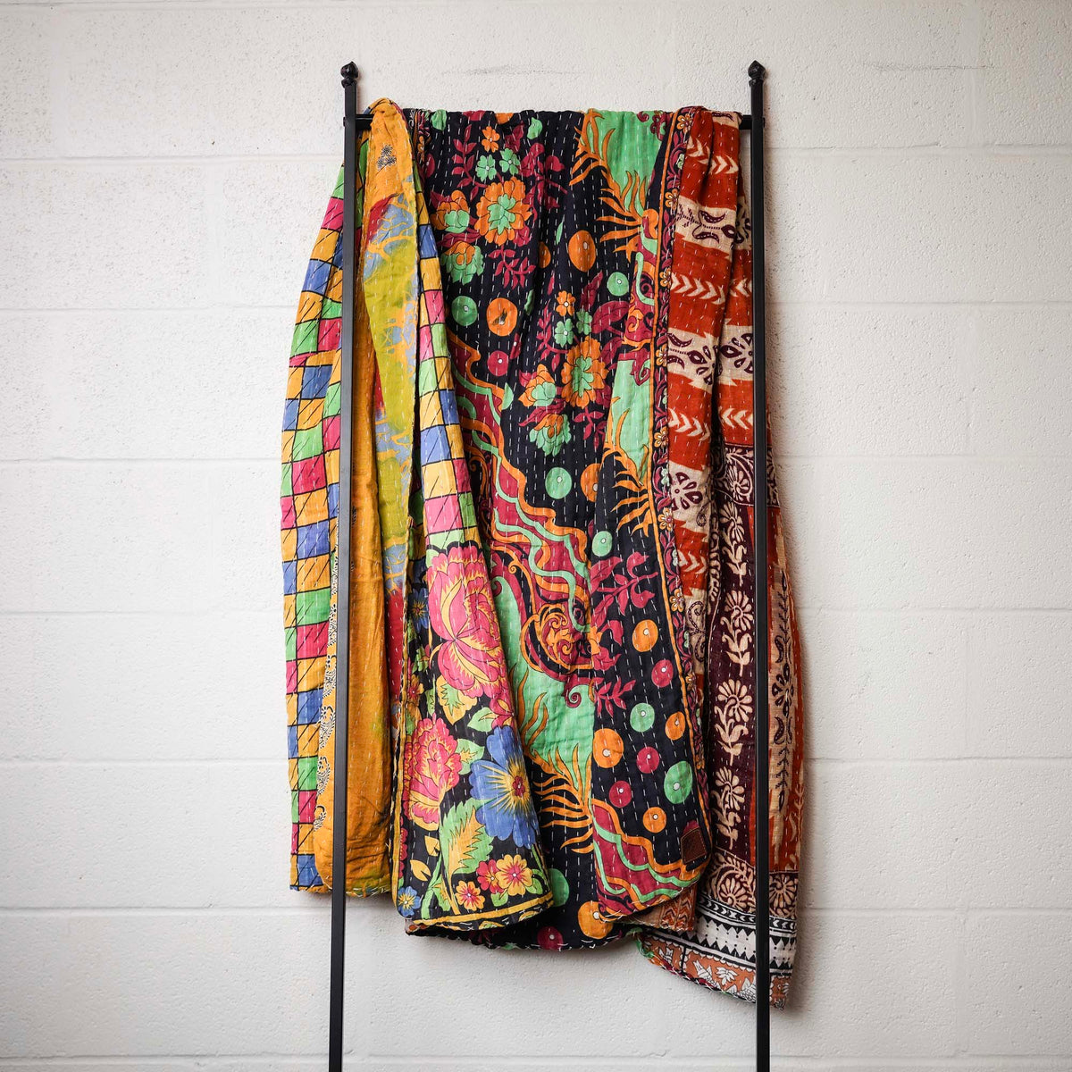 Kantha India Blanket One-of-a-Kind Handcrafted Quilted Pattern Throw ~ No. K-00579