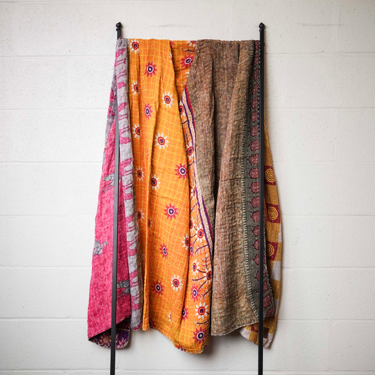 Kantha India Blanket One-of-a-Kind Handcrafted Quilted Pattern Throw ~ No. K-00582
