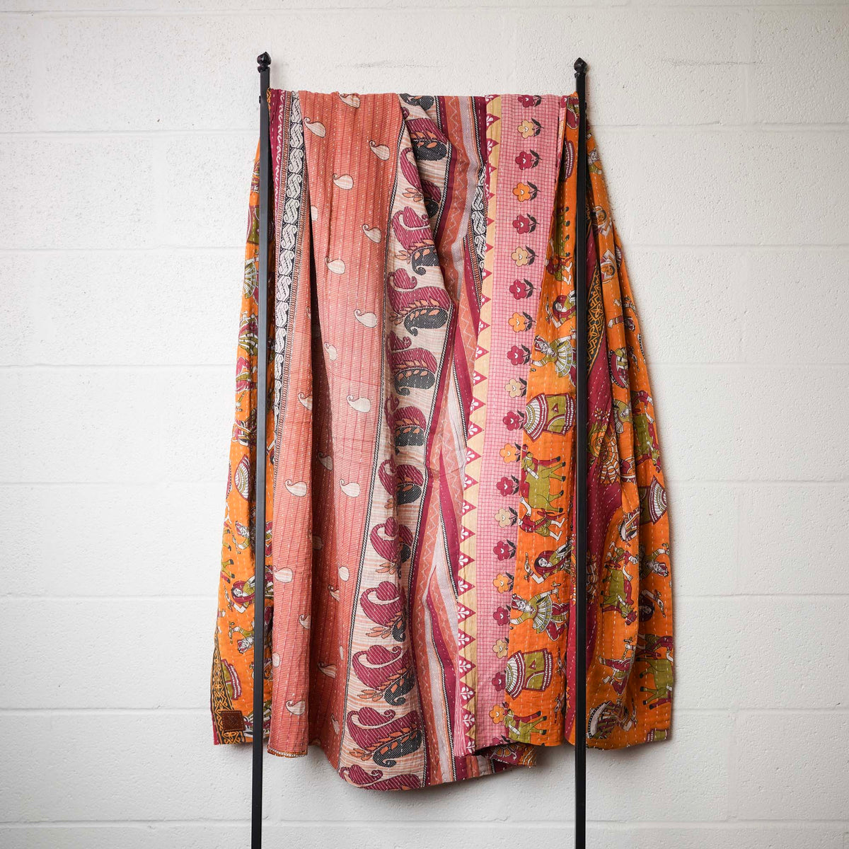 Kantha India Blanket One-of-a-Kind Handcrafted Quilted Pattern Throw ~ No. K-00583