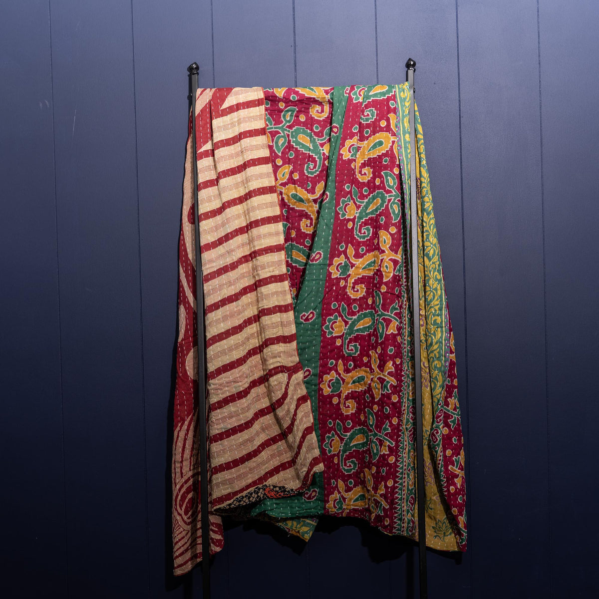 Kantha India Blanket One - of - a - Kind Handcrafted Quilted Pattern Throw – No. K - 00645 - Holtz Leather