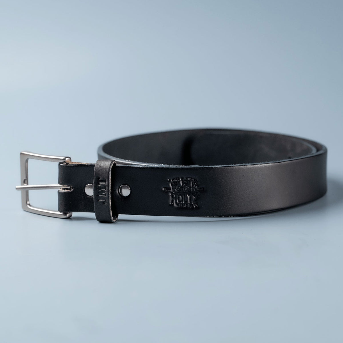 Personalized Bridle Leather Men's Casual Belt – Square Nickel or Brass Buckle - Holtz Leather