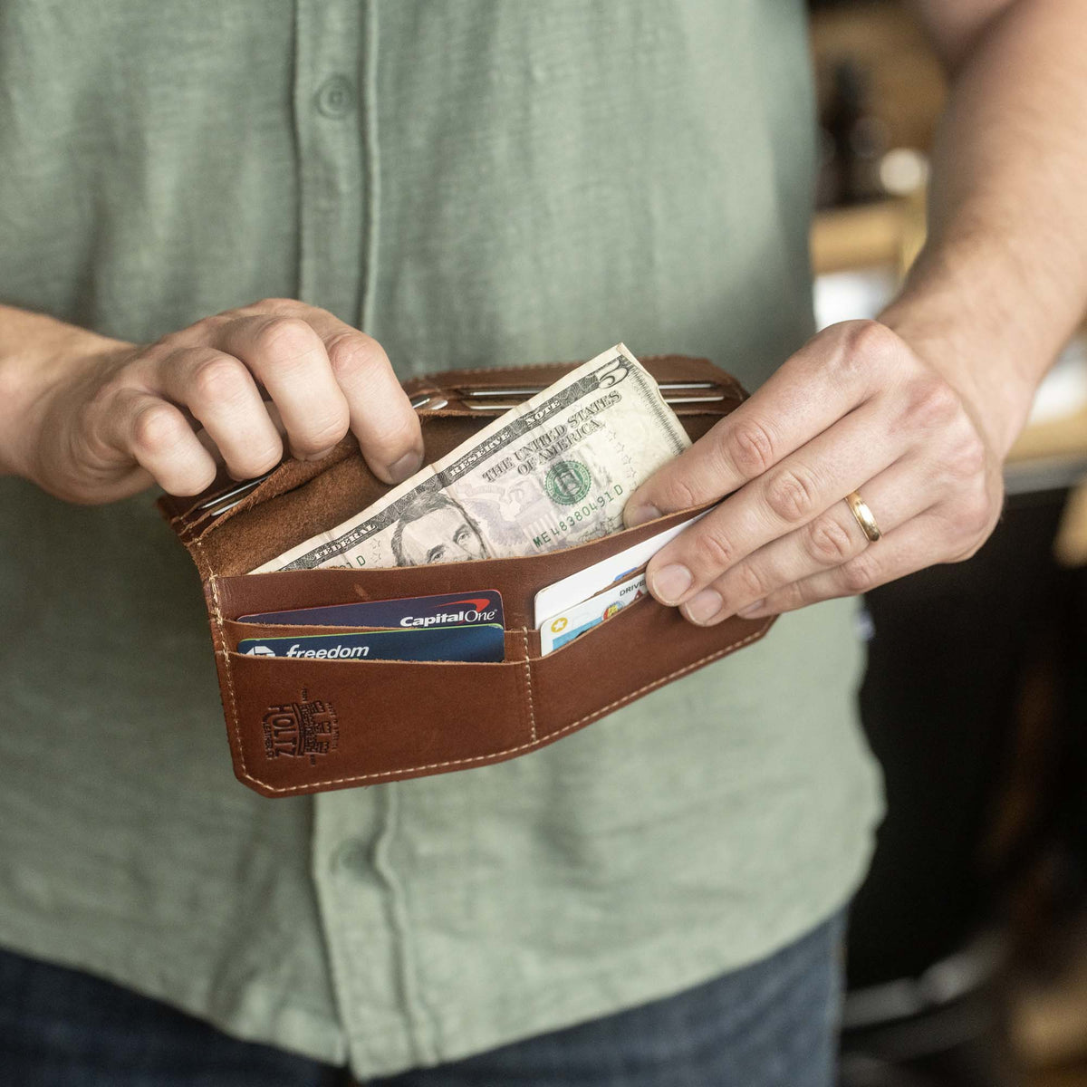 The Maverick Personalized Leather Coat Pocket Long Trucker Bifold Wallet - Holtz Leather