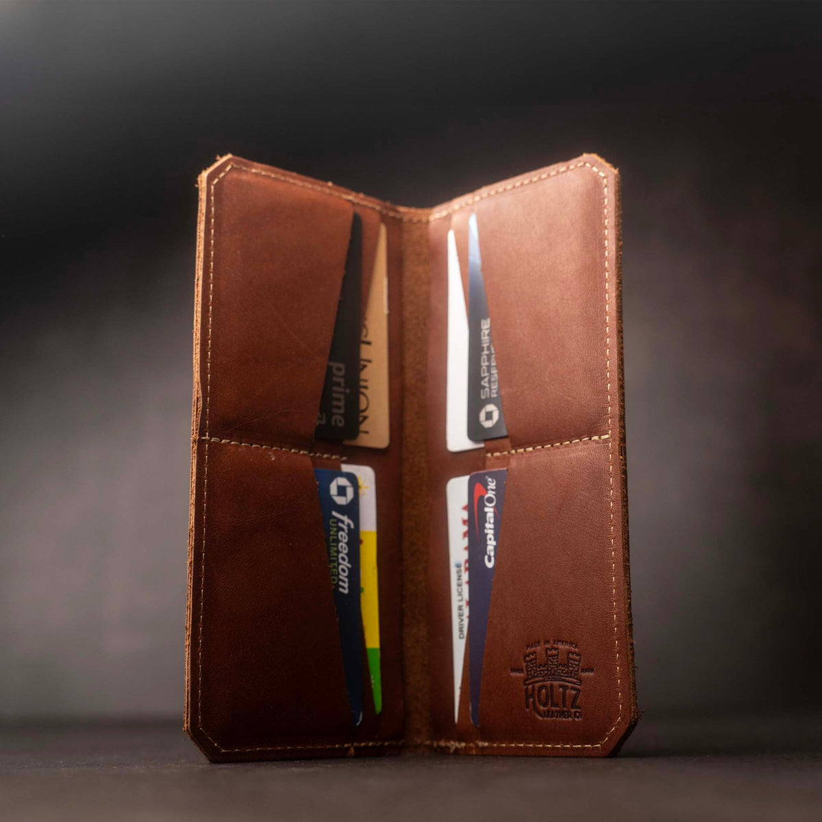 The Maverick Personalized Leather Coat Pocket Long Trucker Bifold Wallet - Holtz Leather