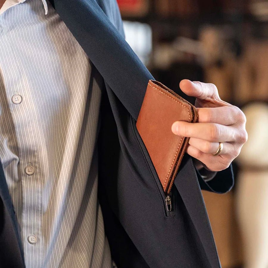 The Maverick Personalized Leather Coat Pocket Long Trucker Bifold Wallet - Holtz Leather