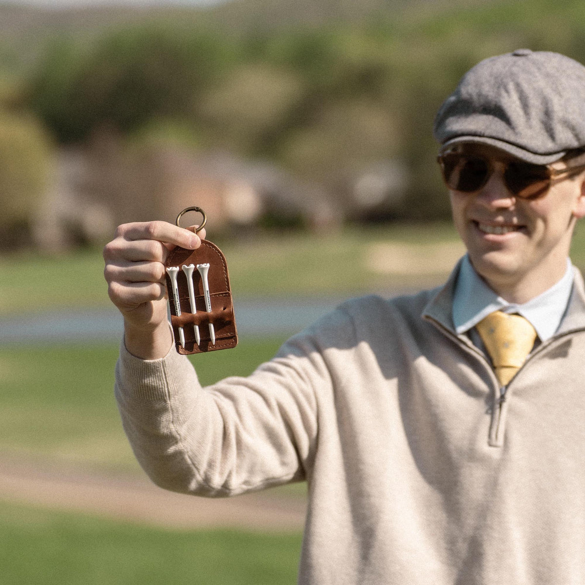 Your Logo + Our Leather - Personalized Fine Leather Golf Bag Tag and Tee Holder - Custom Logo and Corporate Gifting - Holtz Leather