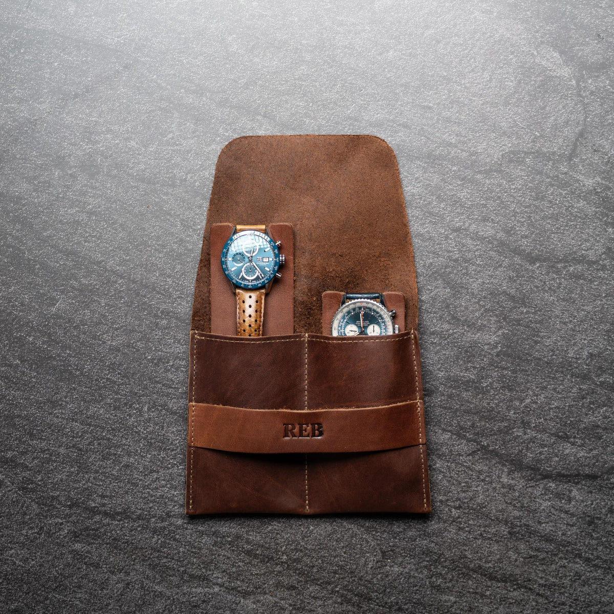 Your Logo + Our Leather - The Meridian Personalized Full Grain Leather Watch Holder Travel Case - Custom Logo + Corporate Gifting - Holtz Leather