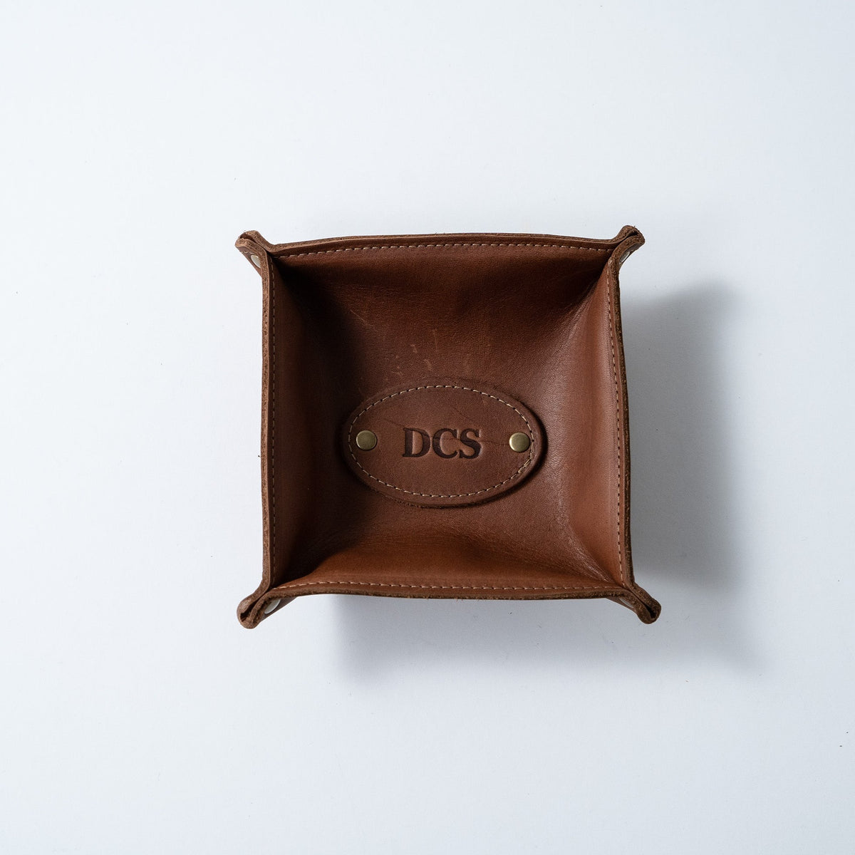 The Monticello Fine Leather Personalized Desk Valet Caddy Tray for Dresser or Office Gift