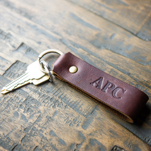 Black Full-Grain Leather Keychain