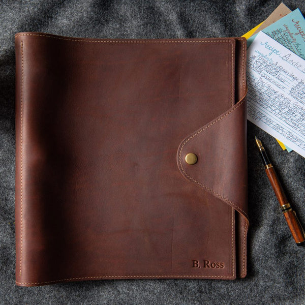 Leather 3 ring binder personalized , custom leather binders 3 ring –  DMleather