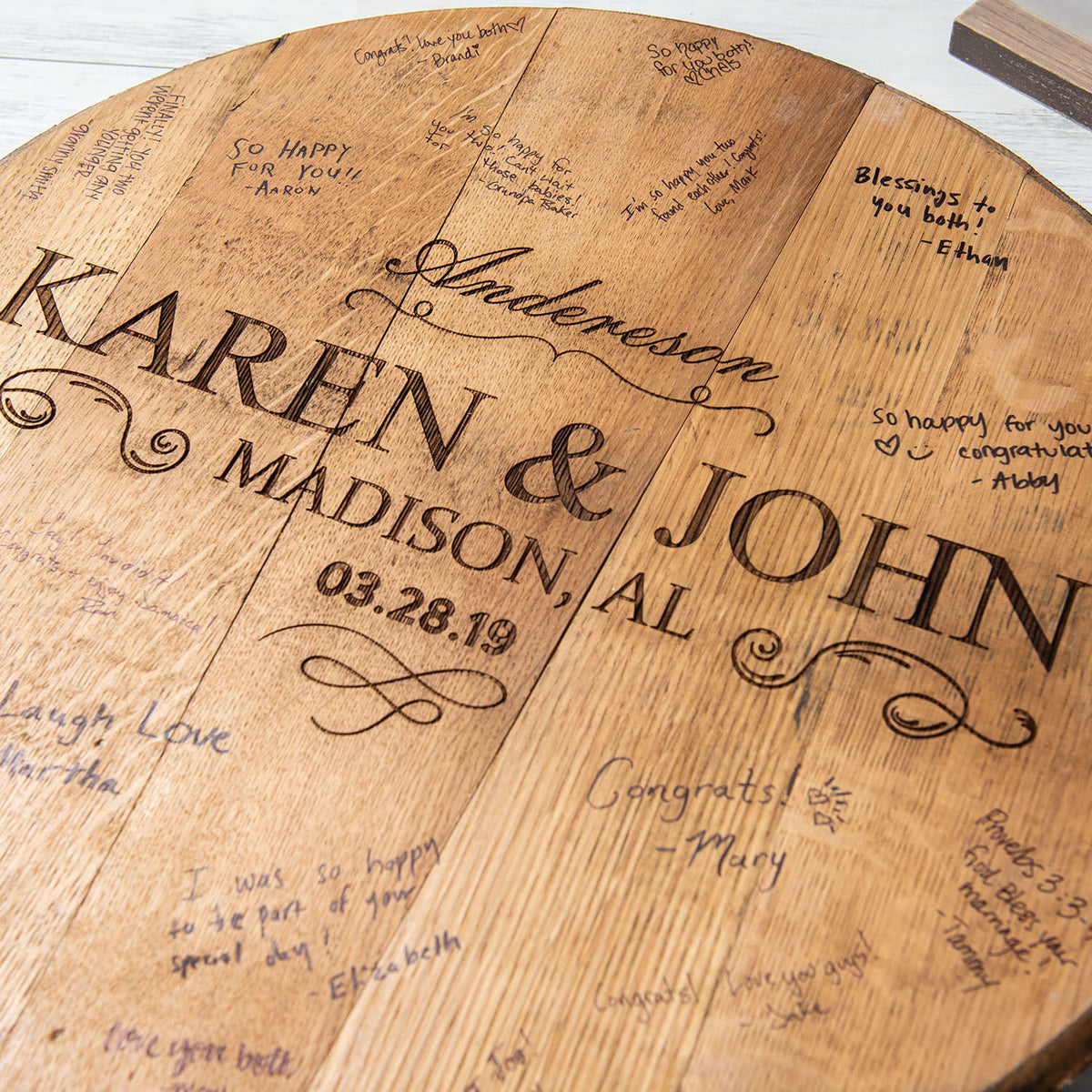 Personalized Tennessee Whiskey Barrel Head Wedding Guestbook Welcome Sign