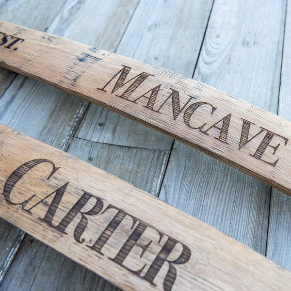 Personalized Family Name Sign From Tennessee Whiskey Barrel Stave