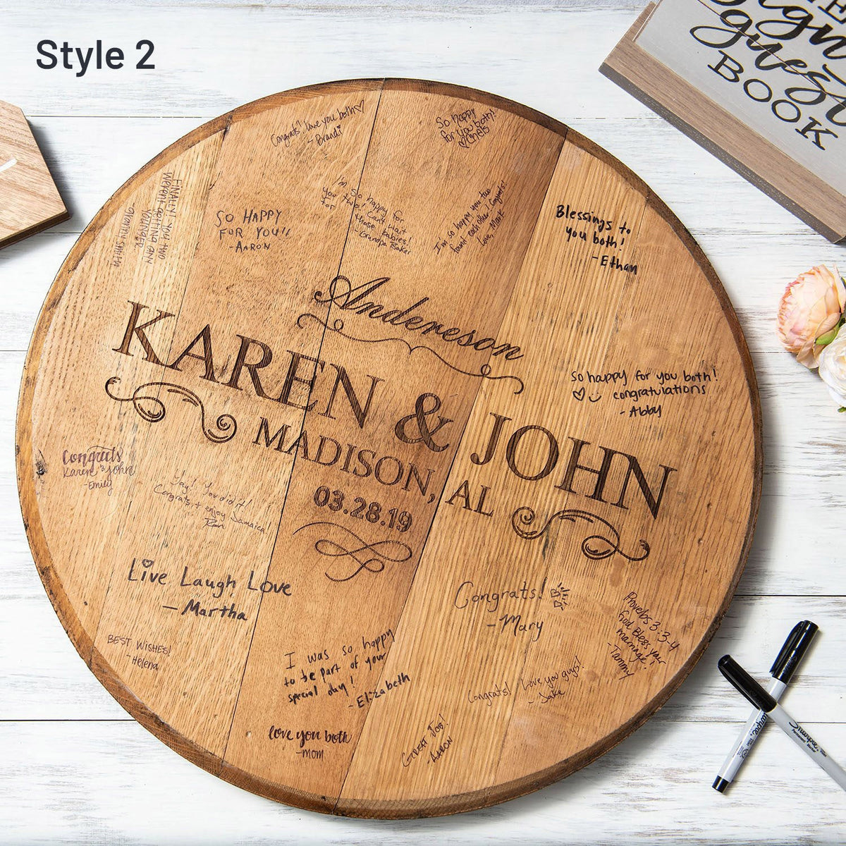 Personalized Tennessee Whiskey Barrel Head Wood Sign - Wedding Welcome Sign or Farmhouse Home Decor - Holtz Leather