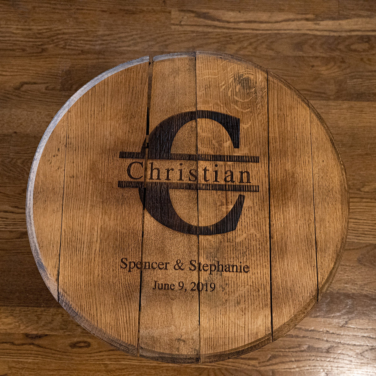Personalized Tennessee Whiskey Barrel Head Wood Sign - Wedding Welcome Sign or Farmhouse Home Decor - Holtz Leather