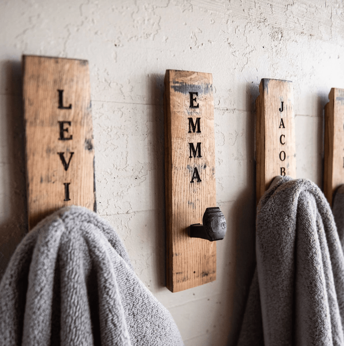 Tennessee Whiskey Barrel Stave Towel Hanger Wall Hook - Holtz Leather