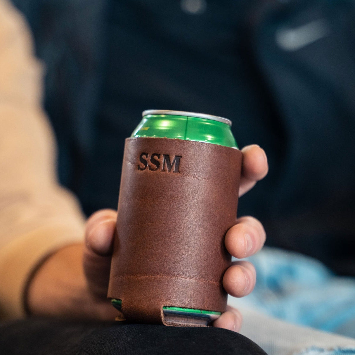 The Blitz Can Coozie - Full - Grain Leather - Holtz Leather