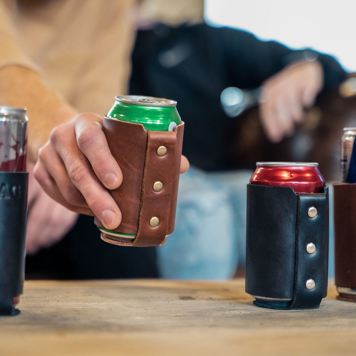 The Blitz Can Coozie - Full - Grain Leather - Holtz Leather