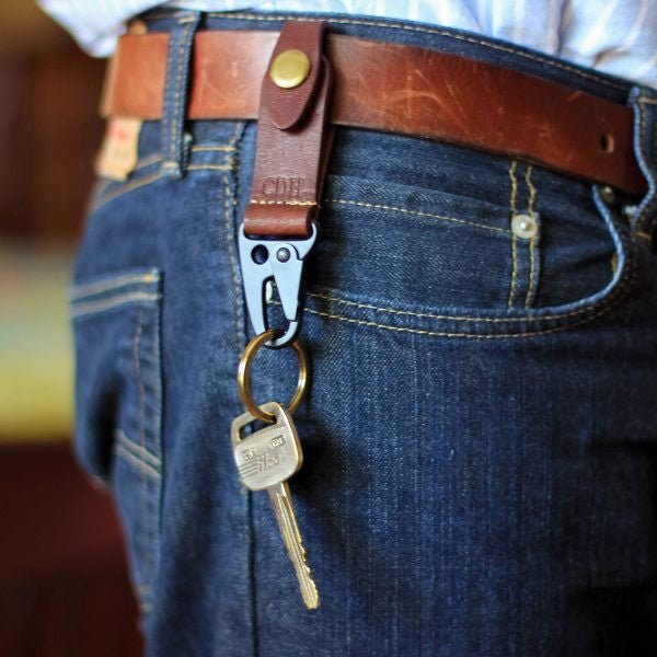 Personalized Leather Keychain Key Chain Ring - The Henry - Holtz
