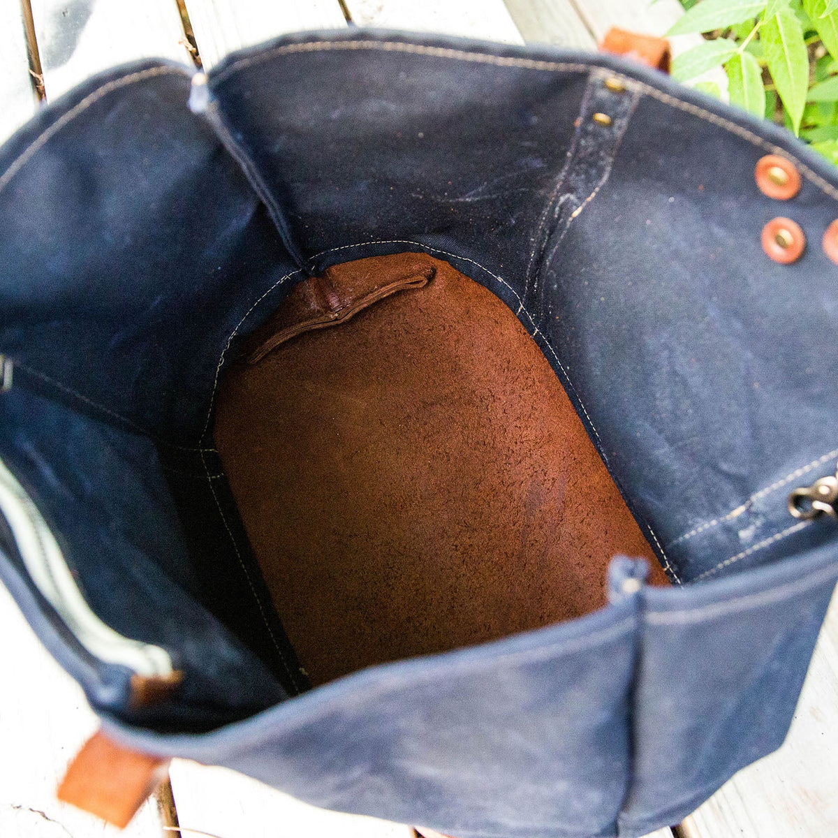 The Market Tote - Fine Leather & Waxed Canvas Bag Purse - Holtz Leather