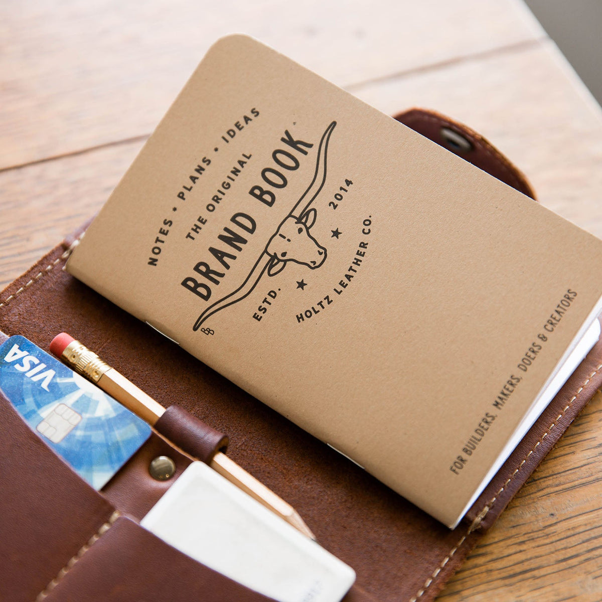 The Officially Licensed Marine Corps Logbook Fine Leather Field Notes Moleskine Wallet Pocketbook Cover - Holtz Leather