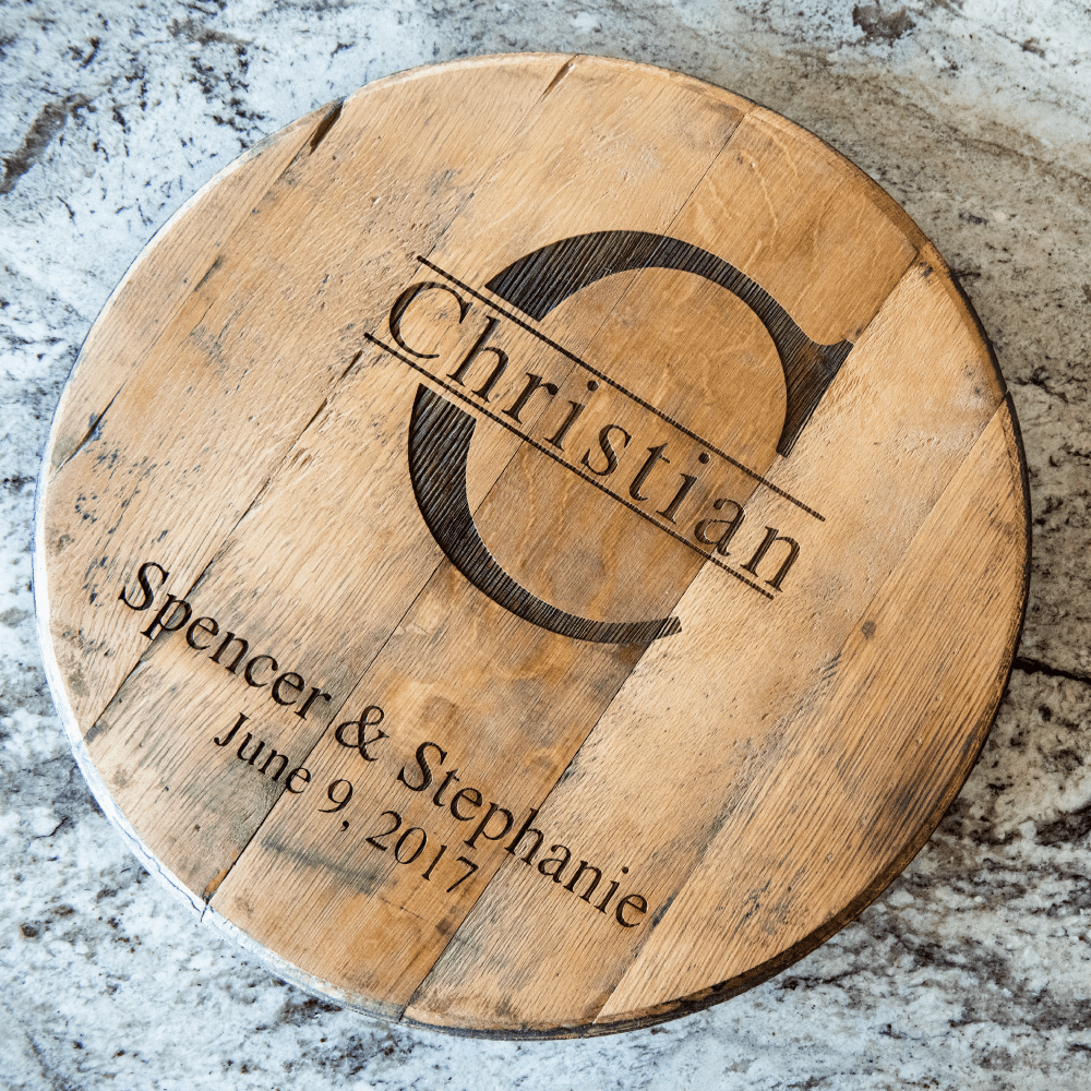 Your Logo + Our Barrel Heads - Tennessee Whiskey Barrel Head Sign - Custom Logo and Corporate Gifting - Holtz Leather