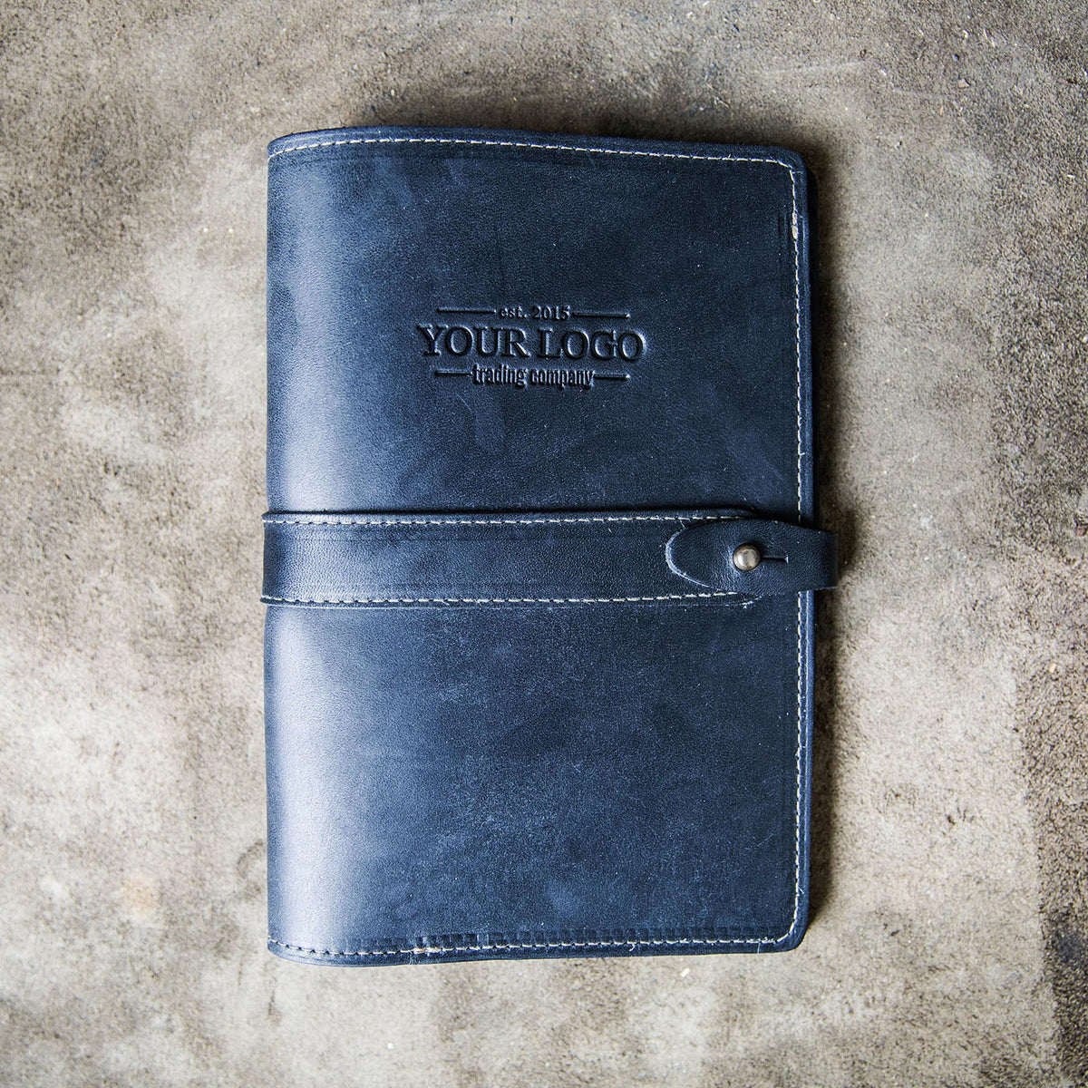 Your Logo + Our Leather - The Inventor Fine Leather A5 Moleskine Journal Diary - Custom Logo and Corporate Gifting - Holtz Leather