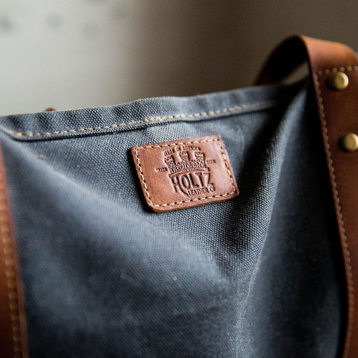 Your Logo + Our Leather - The Market Tote - Fine Leather & Waxed Canvas Bag Purse - Holtz Leather