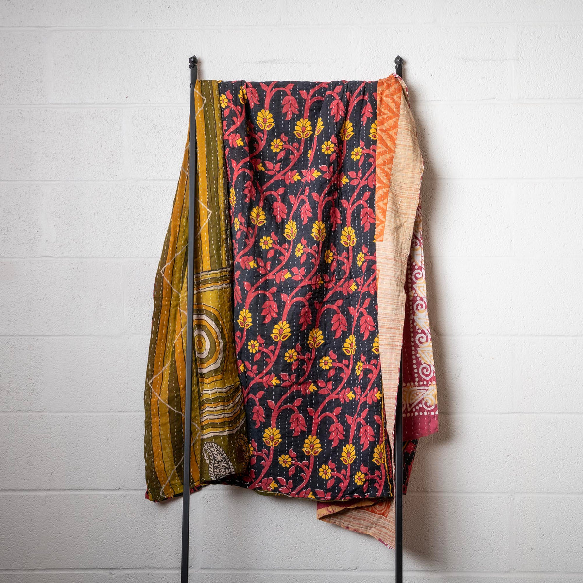 Kantha India Blanket One-of-a-Kind Handcrafted Quilted Pattern Throw ~ No. K-00506