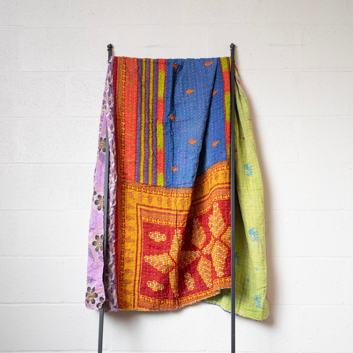 Kantha India Blanket One-of-a-Kind Handcrafted Quilted Pattern Throw ~ No. K-00538
