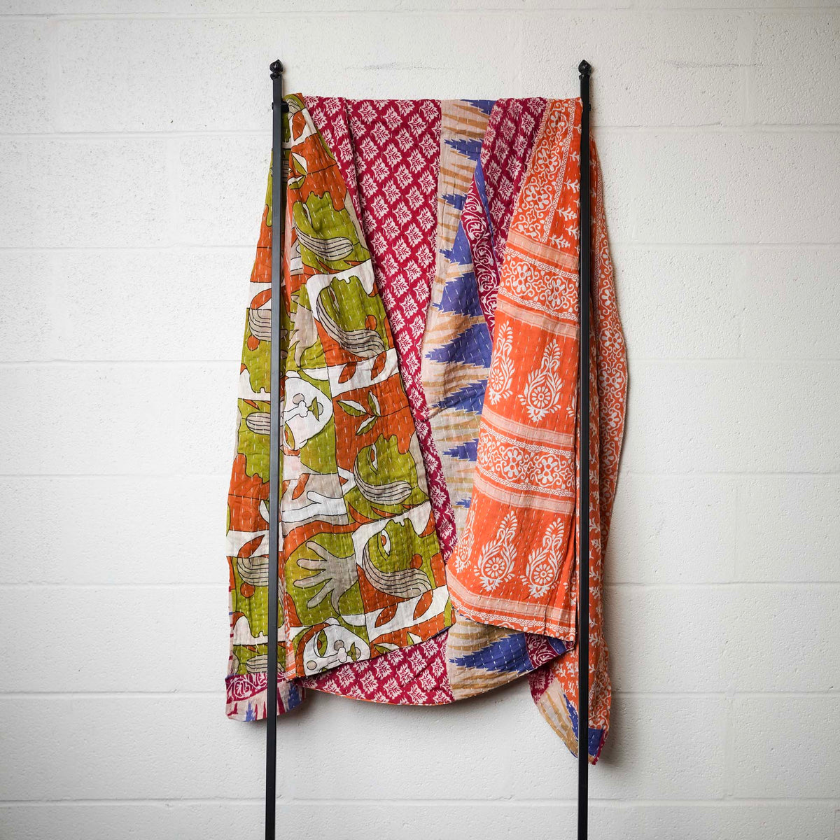 Kantha India Blanket One-of-a-Kind Handcrafted Quilted Pattern Throw ~ No. K-00564