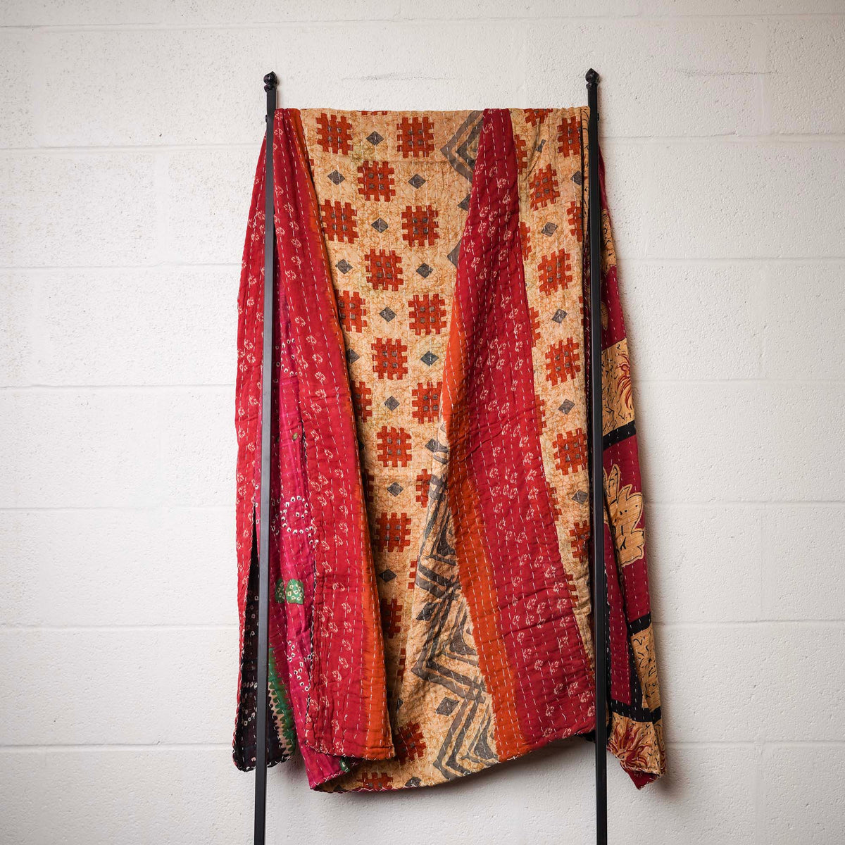 Kantha India Blanket One-of-a-Kind Handcrafted Quilted Pattern Throw ~ No. K-00567