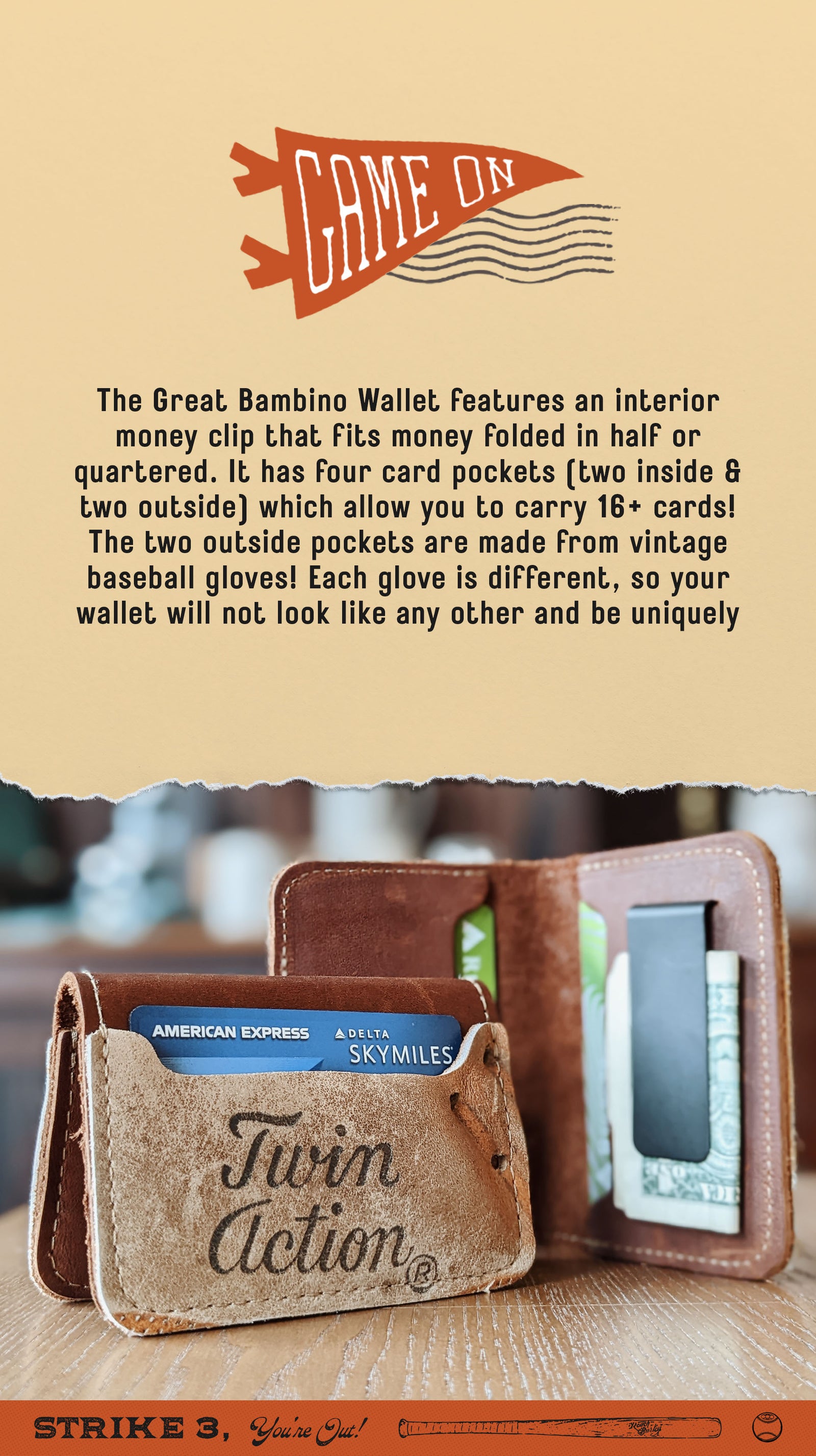 Repurposed Baseball Glove Leather Wallet Handcrafted From Old