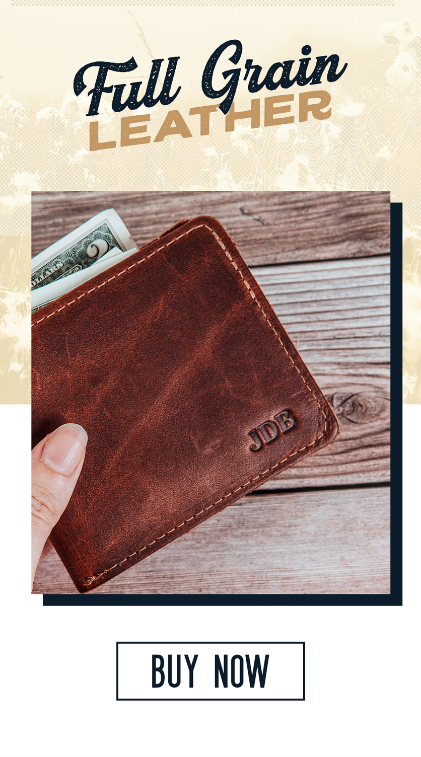 Personalized Mens Bifold Wallet - The Big Dixie - Leather Wallet, Brownat Holtz Leather