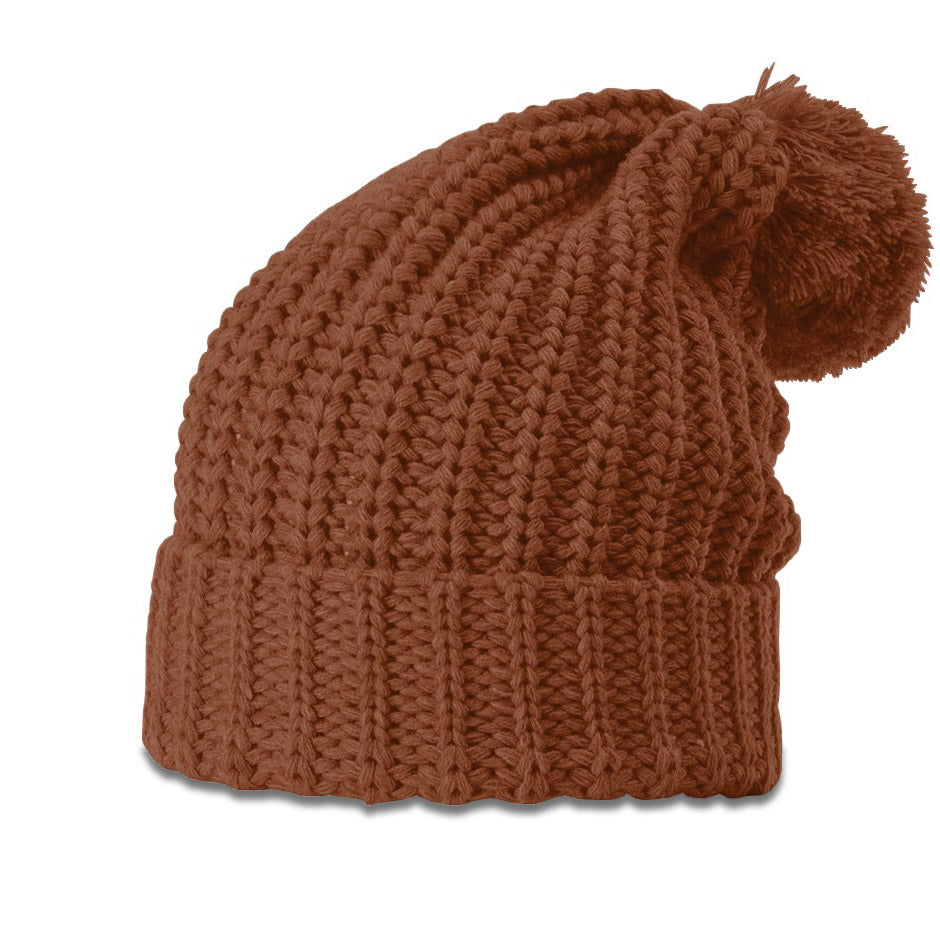 Chunk Cable Cuff Custom Leather Patch Richardson Beanie with Pom
