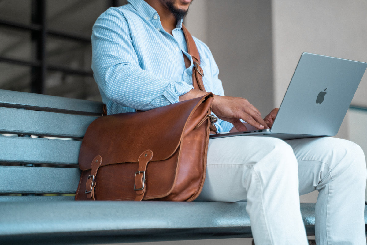 Your Logo + Our Leather - The No. 1860 EXPRESS - Fine Leather Messenger Bag &amp; Briefcase - Custom Logo and Corporate Gifting