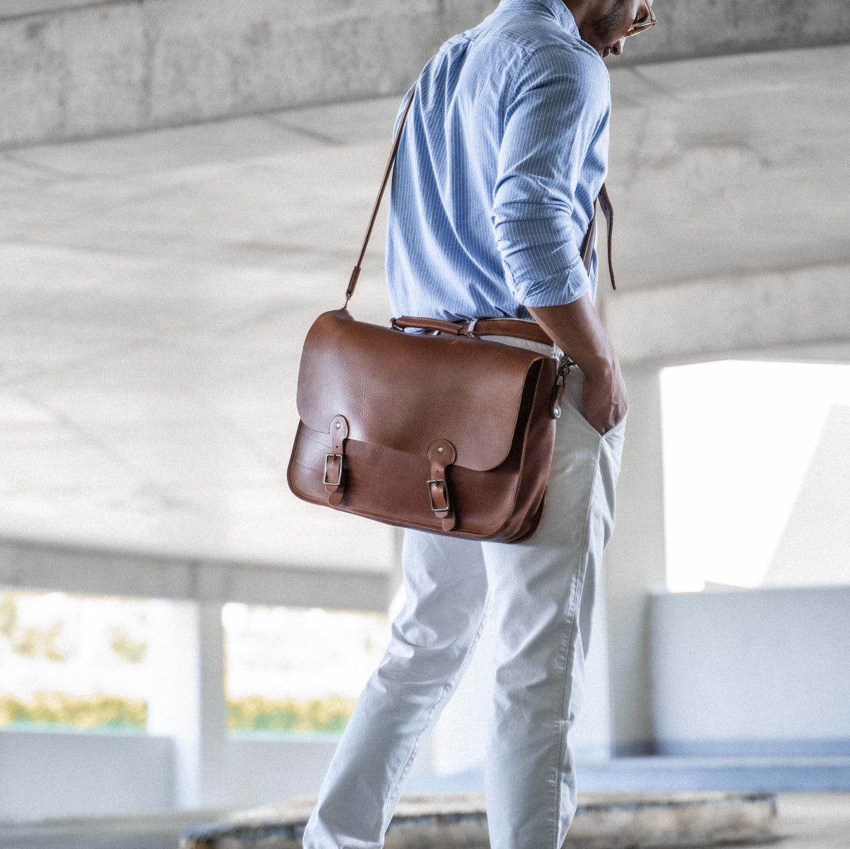 Leather shoulder bag briefcase carry on messenger bag leather