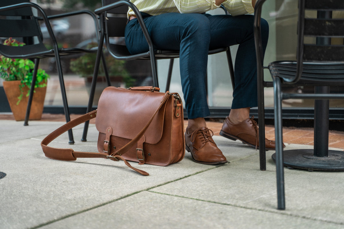 Your Logo + Our Leather - The No. 1860 EXPRESS - Fine Leather Messenger Bag &amp; Briefcase - Custom Logo and Corporate Gifting