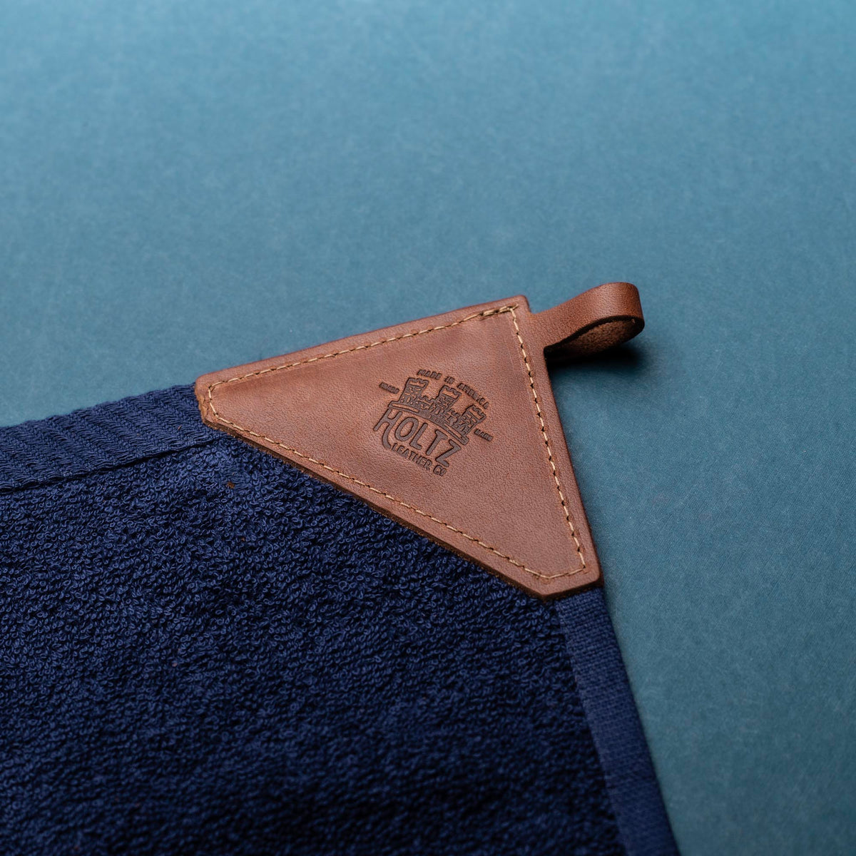 Personalized Fine Leather Tabbed Golf Towel with Magnet &amp; Carabiner