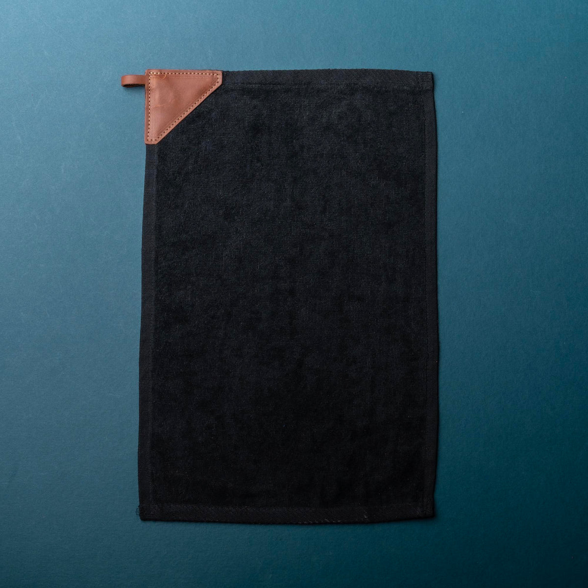 Personalized Fine Leather Tabbed Golf Towel with Magnet &amp; Carabiner