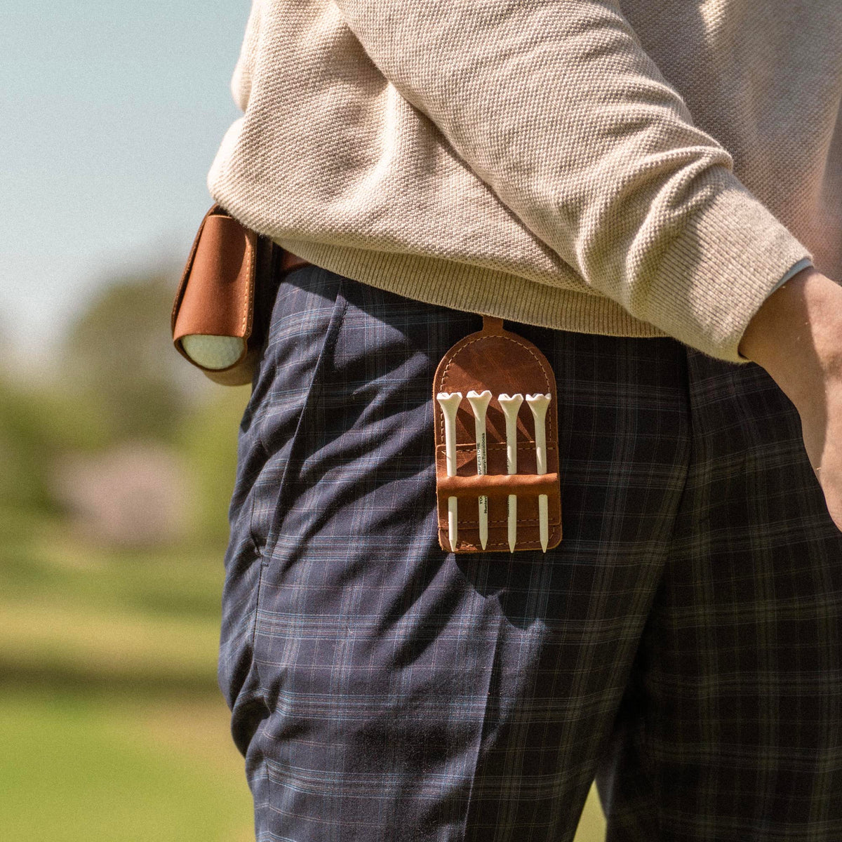 Personalized Fine Leather Golf Bag Tag and Tee Holder