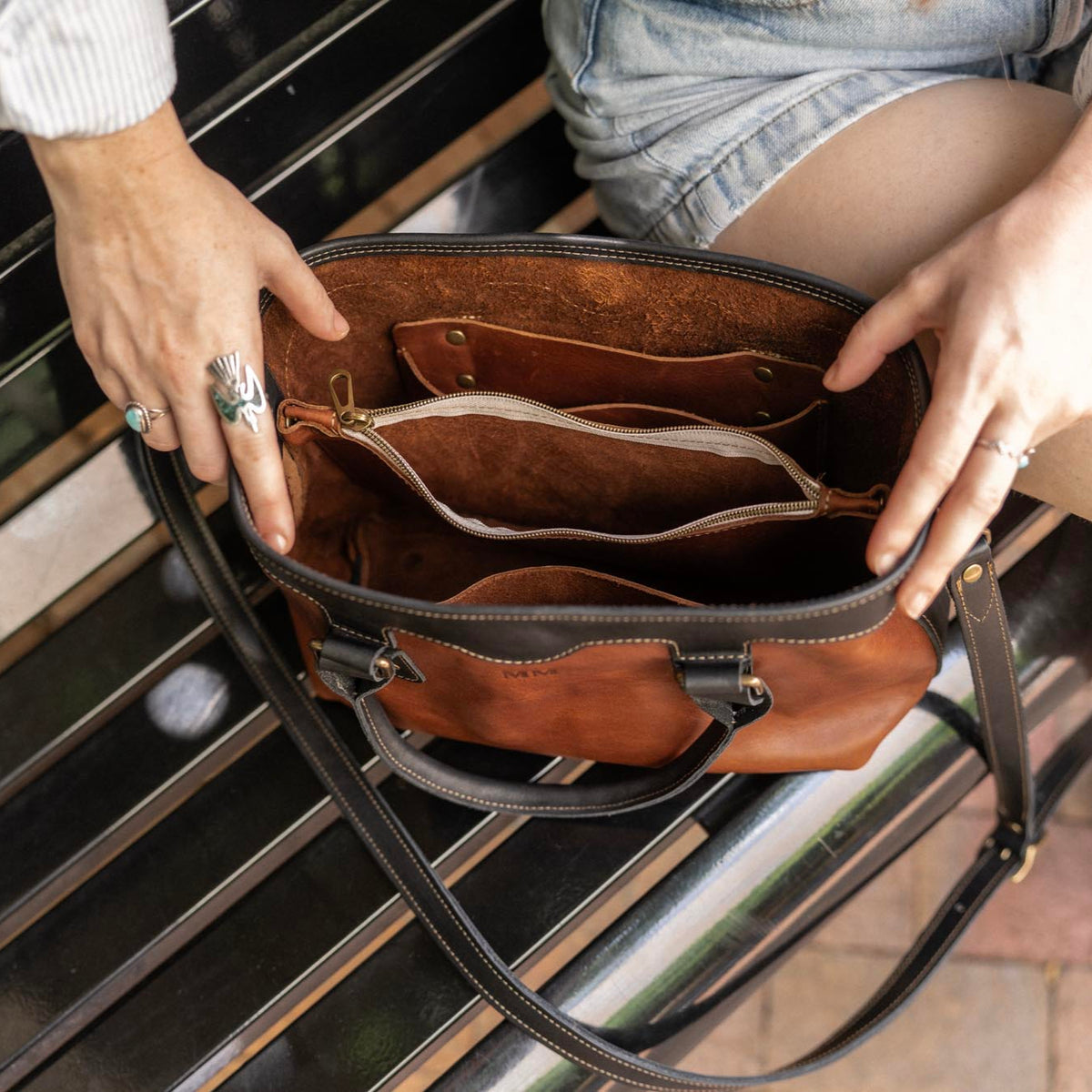 The Florence Fine Leather Structured Tote Crossbody Purse