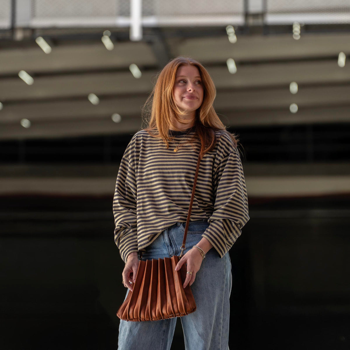 The Kiley Fine Leather Pleated Women&#39;s Crossbody Purse and Shoulder Bag