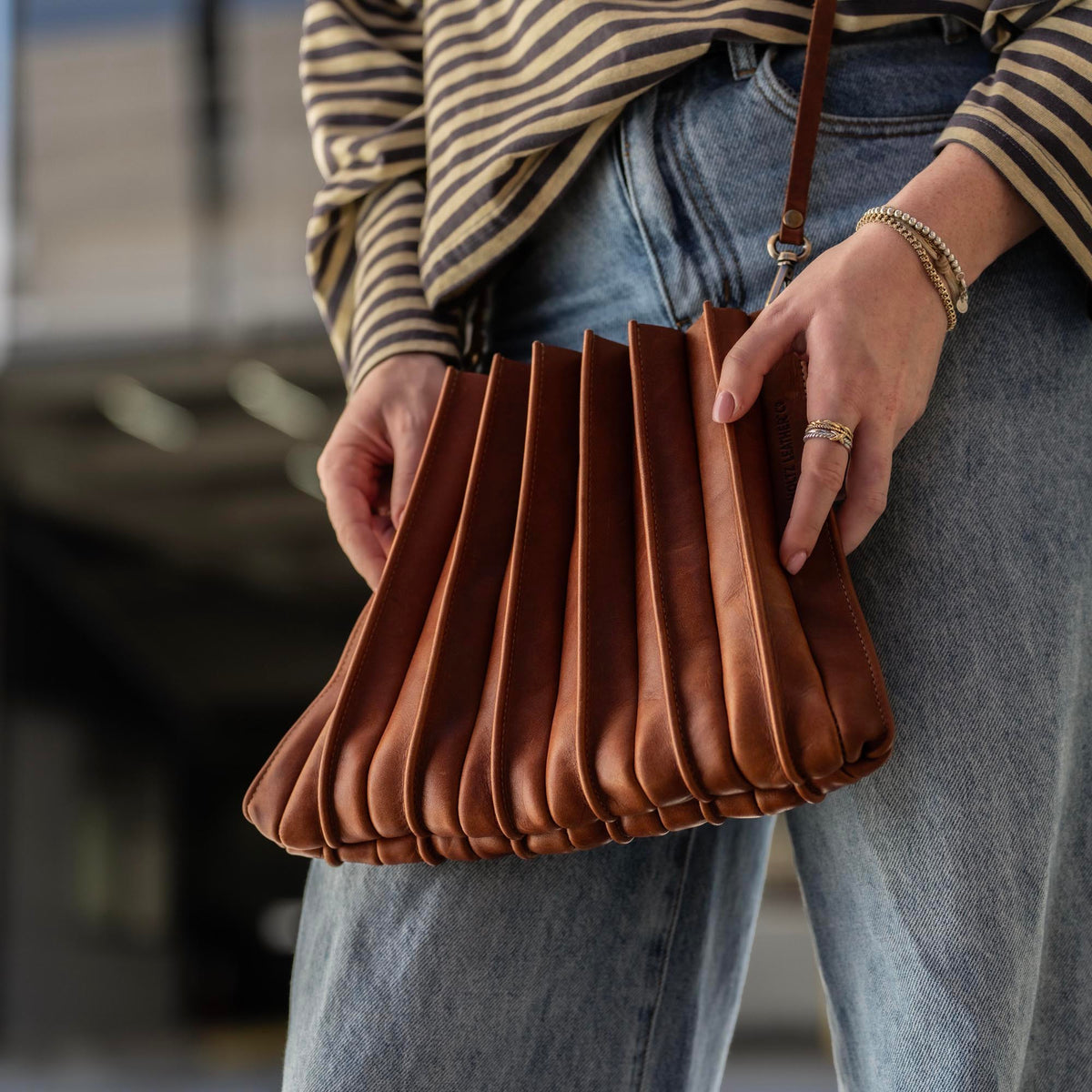 The Kiley Fine Leather Pleated Women&#39;s Crossbody Purse and Shoulder Bag