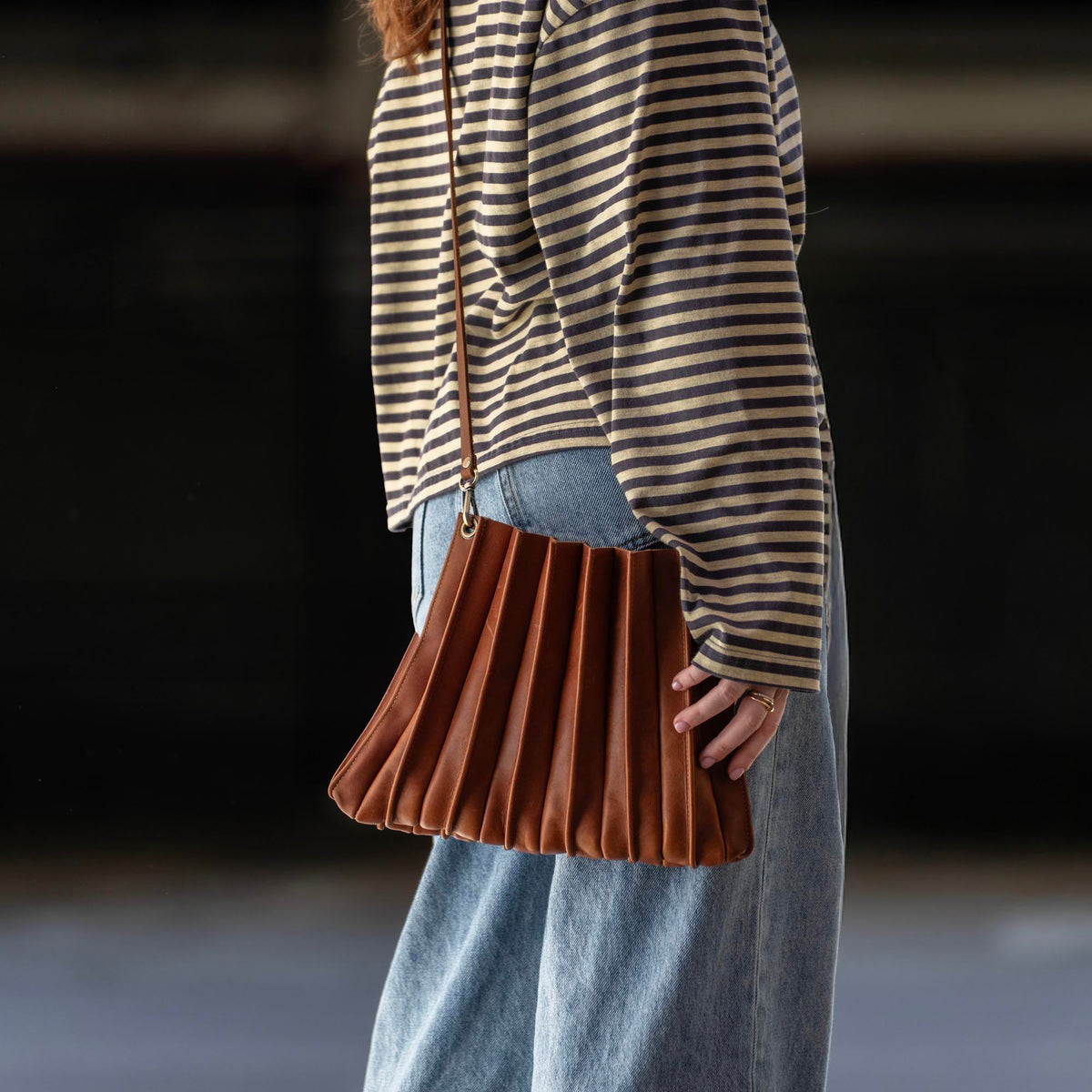 The Kiley Fine Leather Pleated Women&#39;s Crossbody Purse and Shoulder Bag