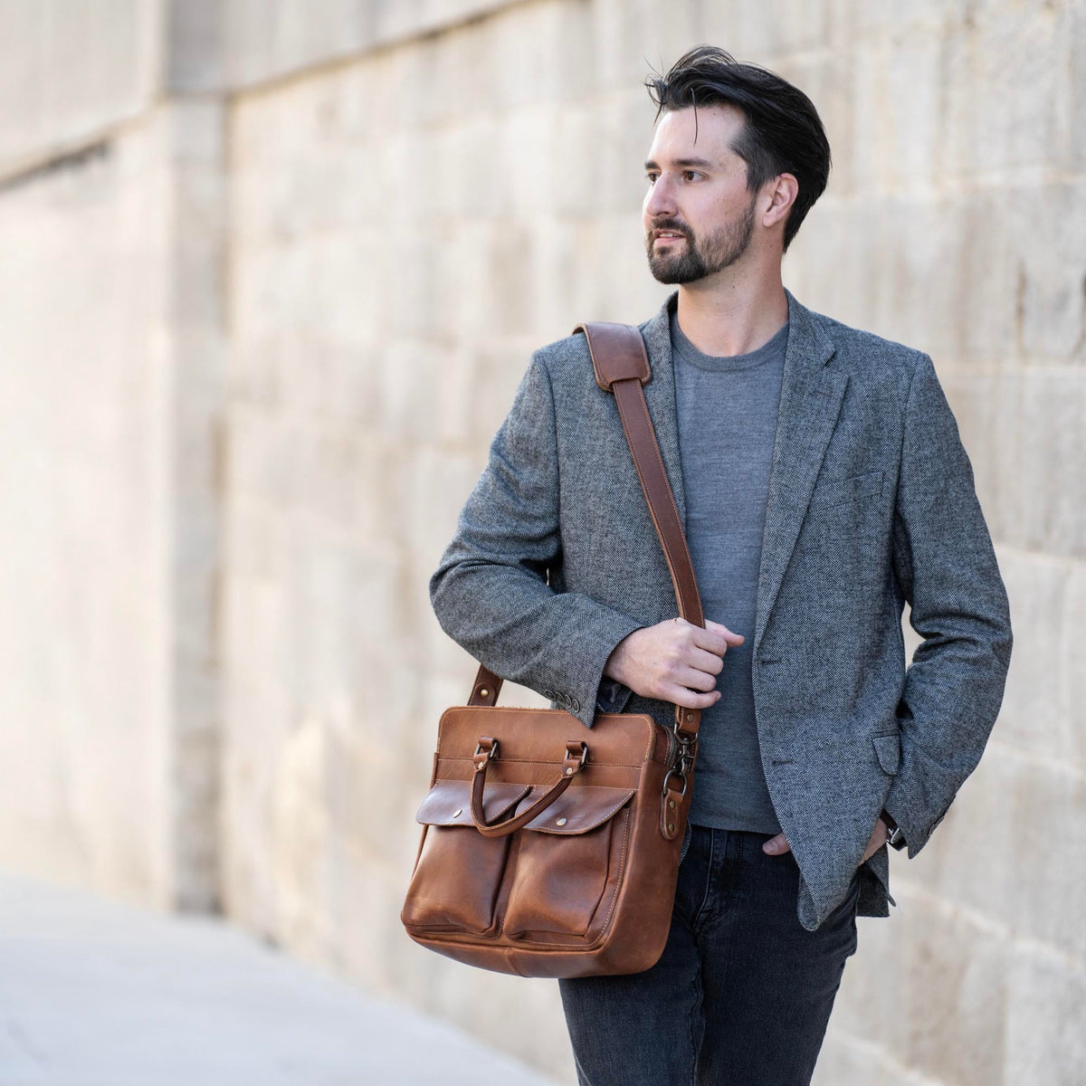 No. 102 Entrepreneur Fine Leather Briefcase & Professional Laptop Bag