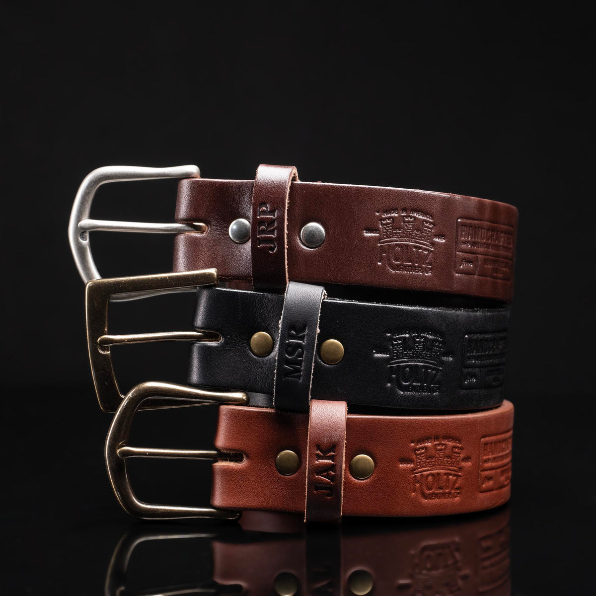 Personalized Bridle Leather Men&#39;s Casual Belt – Square Nickel or Brass Buckle