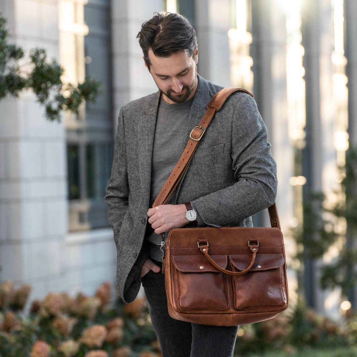 No. 102 Entrepreneur Fine Leather Briefcase & Professional Laptop Bag