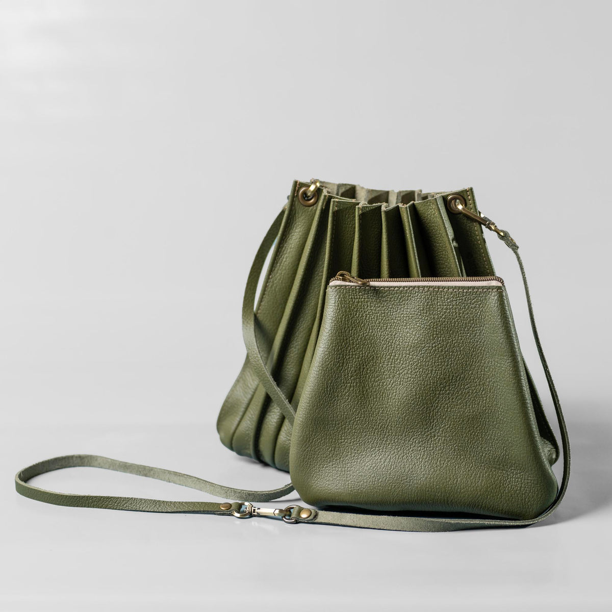 The Kiley Fine Leather Pleated Women&#39;s Crossbody Purse and Shoulder Bag