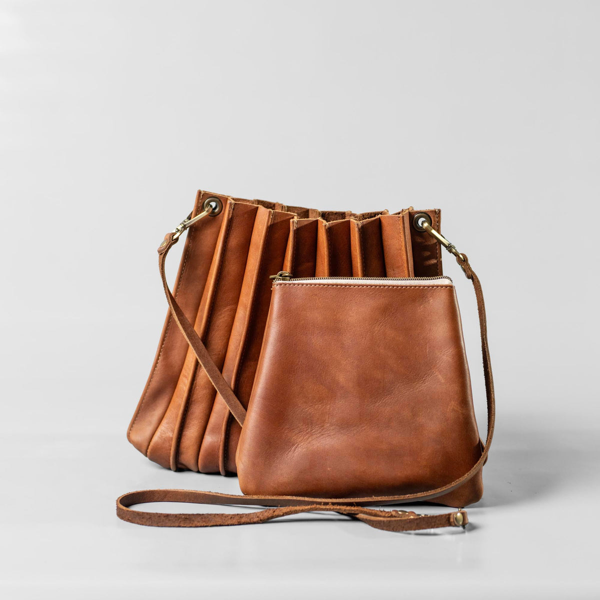 The Kiley Fine Leather Pleated Women&#39;s Crossbody Purse and Shoulder Bag